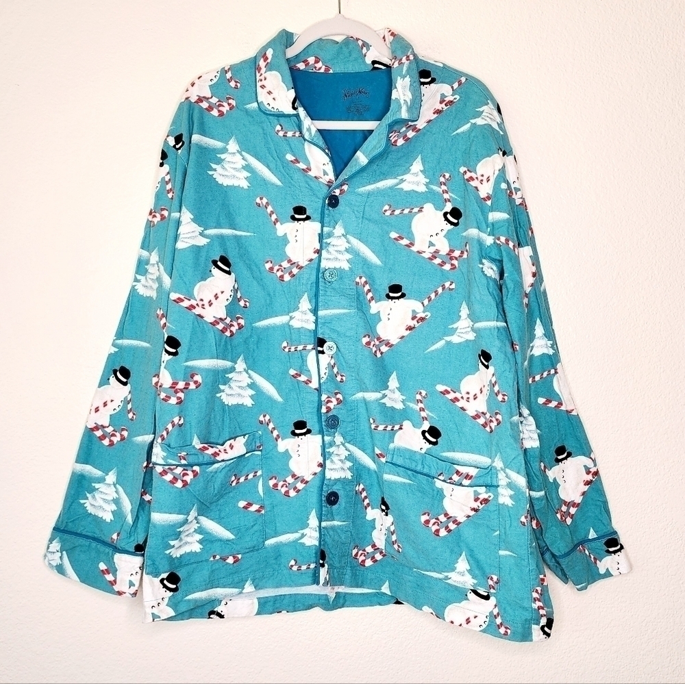 Nick & Nora Skiing Snowman PJ Top L